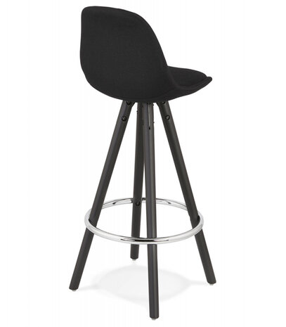 Halfhoge design kruk 'DANI MINI' van zwarte stof en hout
