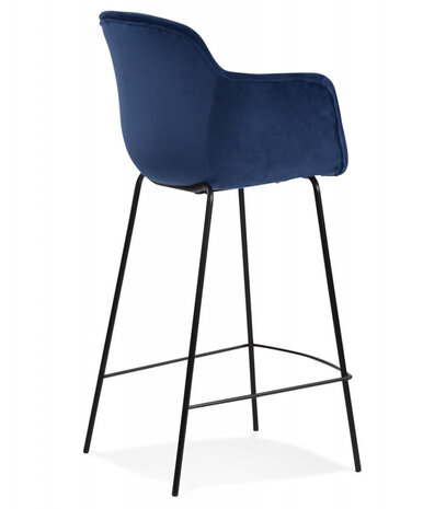 Halfhoge barkruk 'LARISSA MINI' van blauw velours