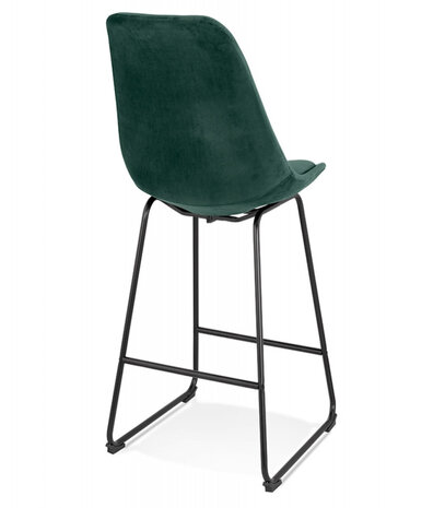 Halfhoge kruk 'BULLY MINI' van groene velours met zwarte metalen poten
