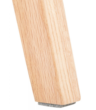 Halfhoge kruk 'MORISS MINI' in pied-de-poule-print stof met poten in natuurlijk hout