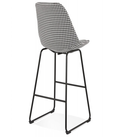 Kruk 'BULLY' van pied-de-poule-print stof met zwarte metalen poten