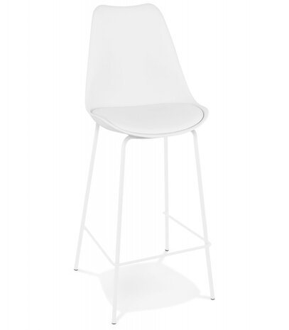 Halfhoge witte kruk 'LEMON MINI' met witte metalen poten