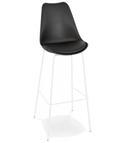 Zwarte design barkruk 'LEMON' met witte metalen poten
