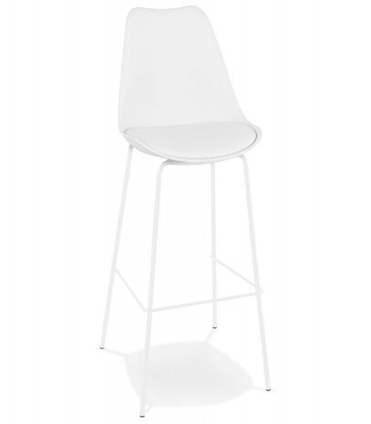 Witte design barkruk 'LEMON' met witte metalen poten