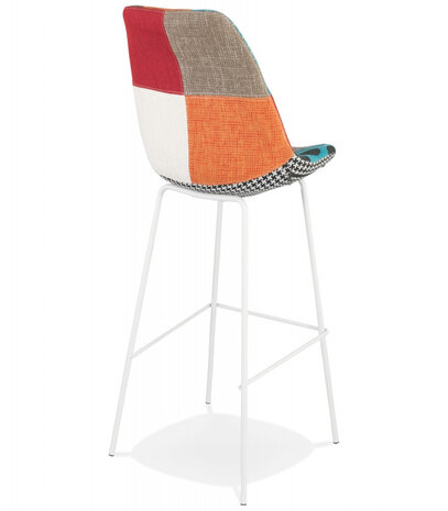Barkruk 'CAPSUL' patchwork-stijl met witte metalen poten
