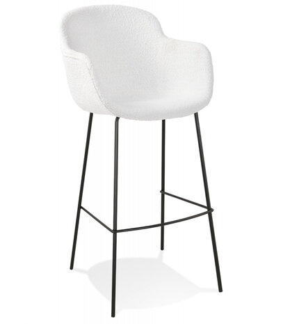 Design barkruk 'CADRIX' van witte boucléstof