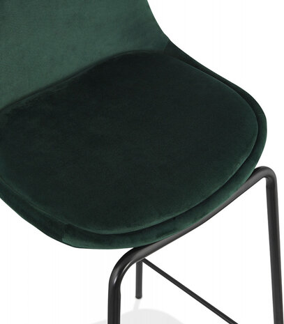 Halfhoge kruk 'FENTON MINI' van groen velours met zwarte metalen poten