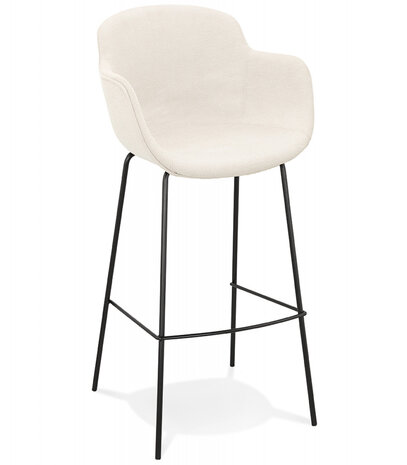 Barkruk 'AMERICA' van beige stof met armleuningen