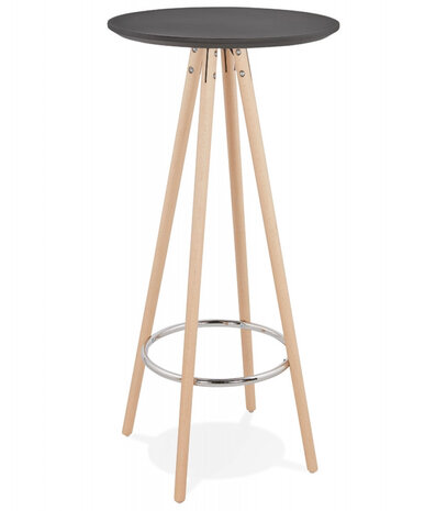 Hoge tafel / Ronde statafel 'GALA' in zwart hout en onderstel in natuurlijke afwerking
