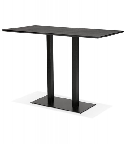 Zwarte hoge design tafel 'ZUMBA BAR' met zwarte metalen poot - 180x90 cm