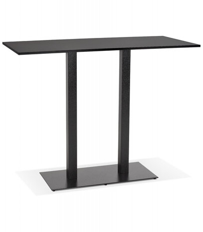 Zwarte design statafel 'AUSTIN BAR' met zwarte metalen poot - 160x80 cm