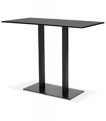 Zwarte design statafel 'AUSTIN BAR' met zwarte metalen poot - 160x80 cm