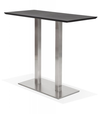 Zwarte hoge design tafel 'MAMBO BAR' met geborsteld metalen poot - 150x70 cm