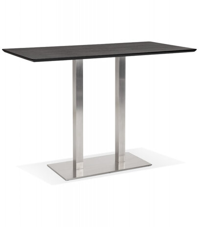 Zwarte hoge design tafel 'MAMBO BAR' met geborsteld metalen poot - 180x90 cm
