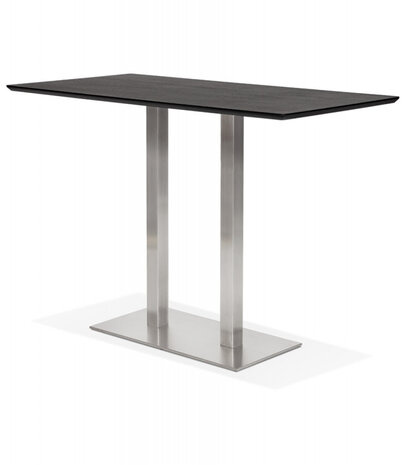 Zwarte hoge design tafel 'MAMBO BAR' met geborsteld metalen poot - 180x90 cm
