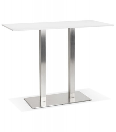 Witte design statafel 'DENVER BAR' met geborsteld metalen poot - 160x80 cm