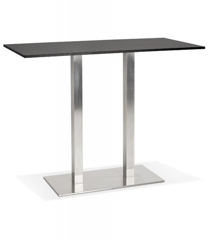 Zwarte design statafel 'DENVER BAR' met geborsteld metalen poot - 160x80 cm