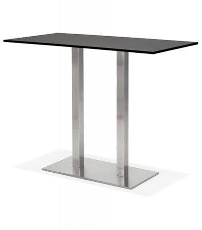 Zwarte design statafel 'DENVER BAR' met geborsteld metalen poot - 160x80 cm