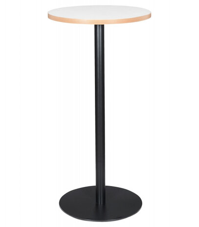 Witte ronde statafel 'POLLUX ROUND' met zwarte poot - Ø 60 cm