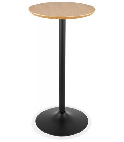 Ronde hoge tafel 'TAMAGO' van natuurlijk afgewerkt hout en zwart metaal - Ø 60 cm