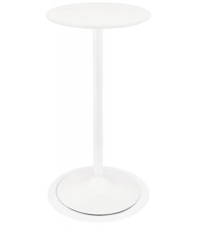 Ronde hoge tafel 'IDALGO' van hout en wit metaal - Ø 60 cm