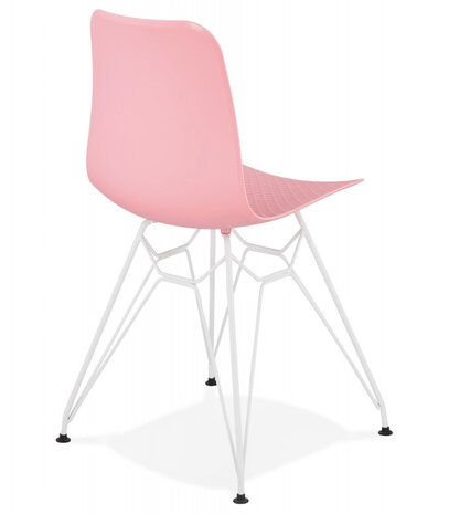 Moderne stoel 'GAUDY' roze met wit metalen voet