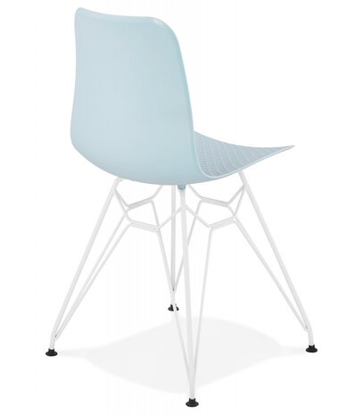 Moderne stoel 'GAUDY' blauw met wit metalen voet
