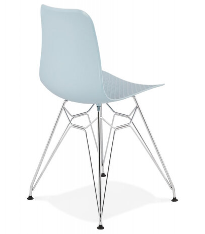 Design stoel 'GAUDY' blauw met verchroomd metalen voet