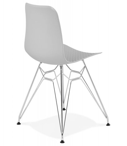 Design stoel 'GAUDY' grijs met verchroomd metalen voet
