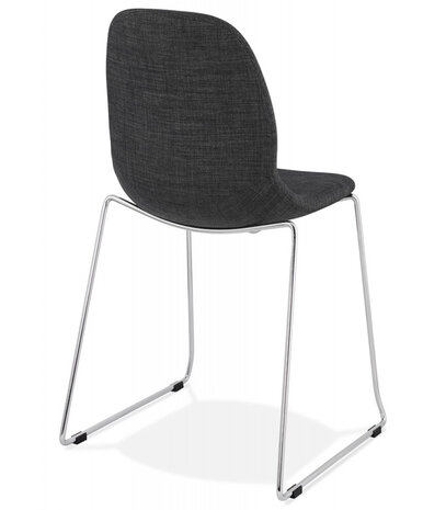 Design stoel 'DISTRIKT' met donkergrijze stof en verchroomd metalen voeten