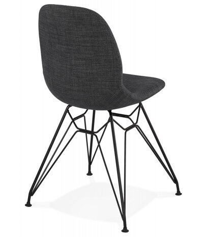 Design stoel 'DECLIK' donkergrijs met zwart metalen poten