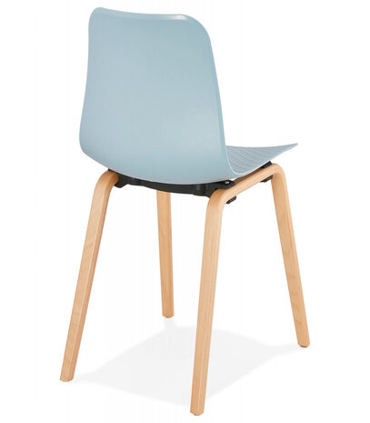 Scandinavische stoel 'PACIFIK' blauw met natuurlijk houten poten
