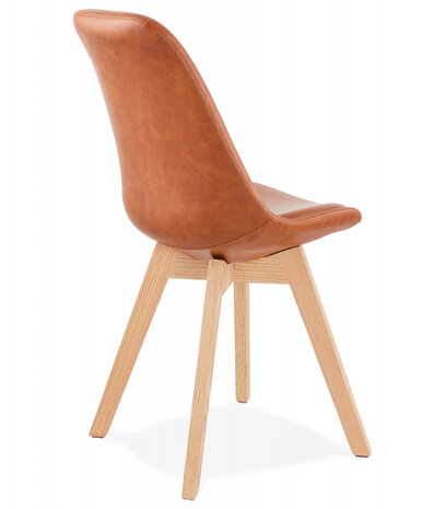 Designstoel 'NIAGARA' bruin met poten in naturelkleurig hout