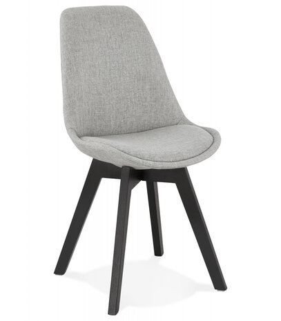 Designstoel 'WILLY' in grijze stof met poten in zwart hout