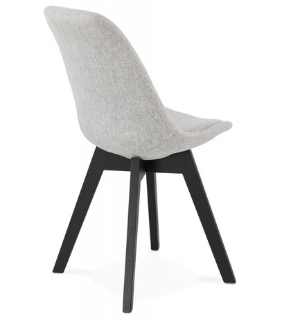Designstoel 'WILLY' in grijze stof met poten in zwart hout