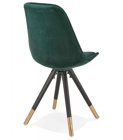 Design stoel 'HAMILTON' in groen fluweel en poten in zwart hout
