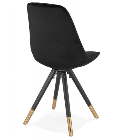 Design stoel 'HAMILTON' in zwart fluweel en poten in zwart hout