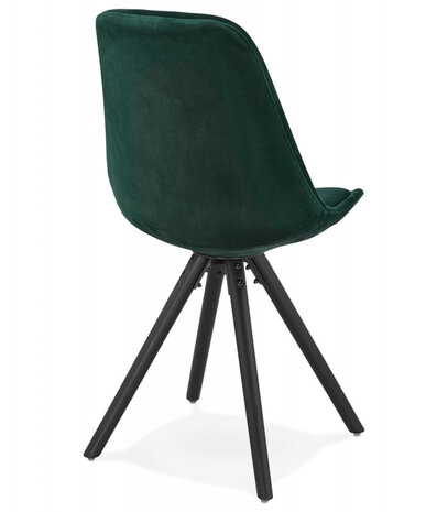 Vintage stoel 'RICKY' in groen fluweel en poten in zwart hout