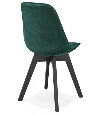 Stoel in groen fluweel 'JOE' met structuur in zwart hout
