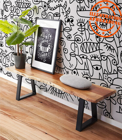 Industriële bank 'RAFA BENCH' van massief hout en metaal - 180 cm