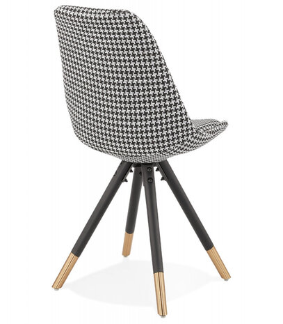Design stoel 'HAMILTON' in pied-de-poule-print stof en poten in zwart hout