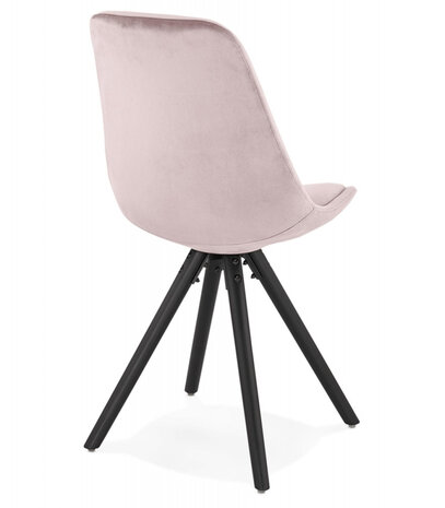 Vintage stoel 'RICKY' in roze fluweel en poten in zwart hout