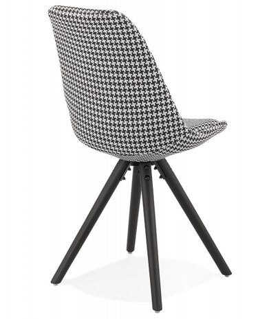 Vintage stoel 'RICKY' in pied-de-poule-print stof en poten in zwart hout