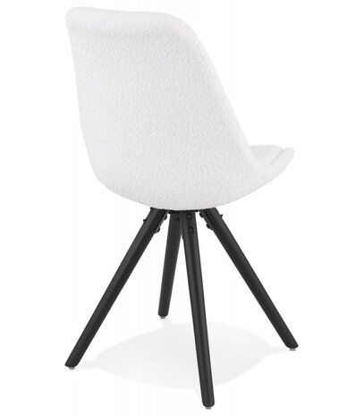 Design stoel 'VALENTINE' van witte badstof met zwarte houten poten