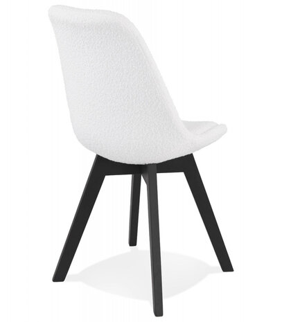 Design stoel 'LINETTE' van witte badstof met zwarte houten poten