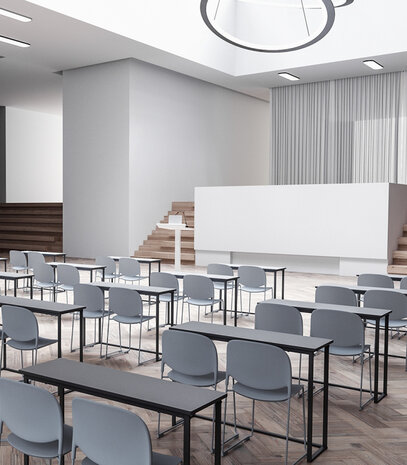 Stoel 'PILA' wit met kunststof zitting en metalen structuur