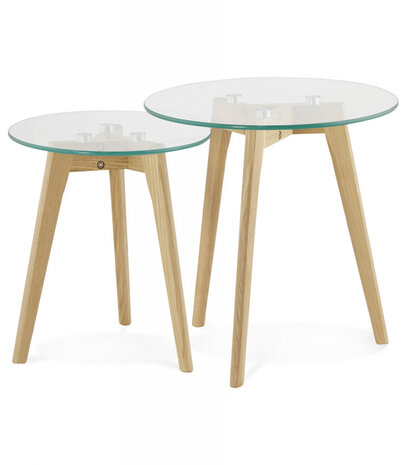 Inschuifbare ronde tafel 'LOVYOU' van glas