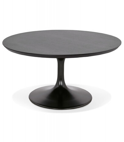 Ronde salontafel 'BUSTER MINI' van zwarte hout en zwarte metalen poot - Ø 90 cm