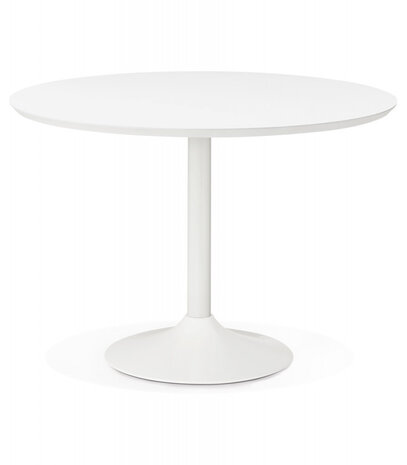 Ronde eettafel/bureautafel 'BARABAR' van wit hout - Ø 120 cm