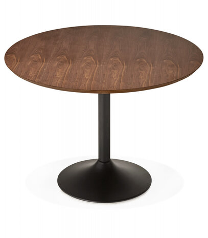 Ronde eettafel/bureautafel 'CHEF' met notenhouten afwerking